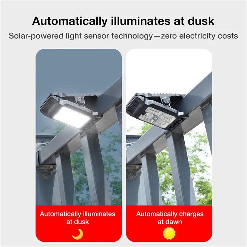 Clip su luci solari LED impermeabili per esterni Luci con sensore di movimento 3 modalità 3 modi di montaggio Illuminazione di sicurezza solare per recinzione