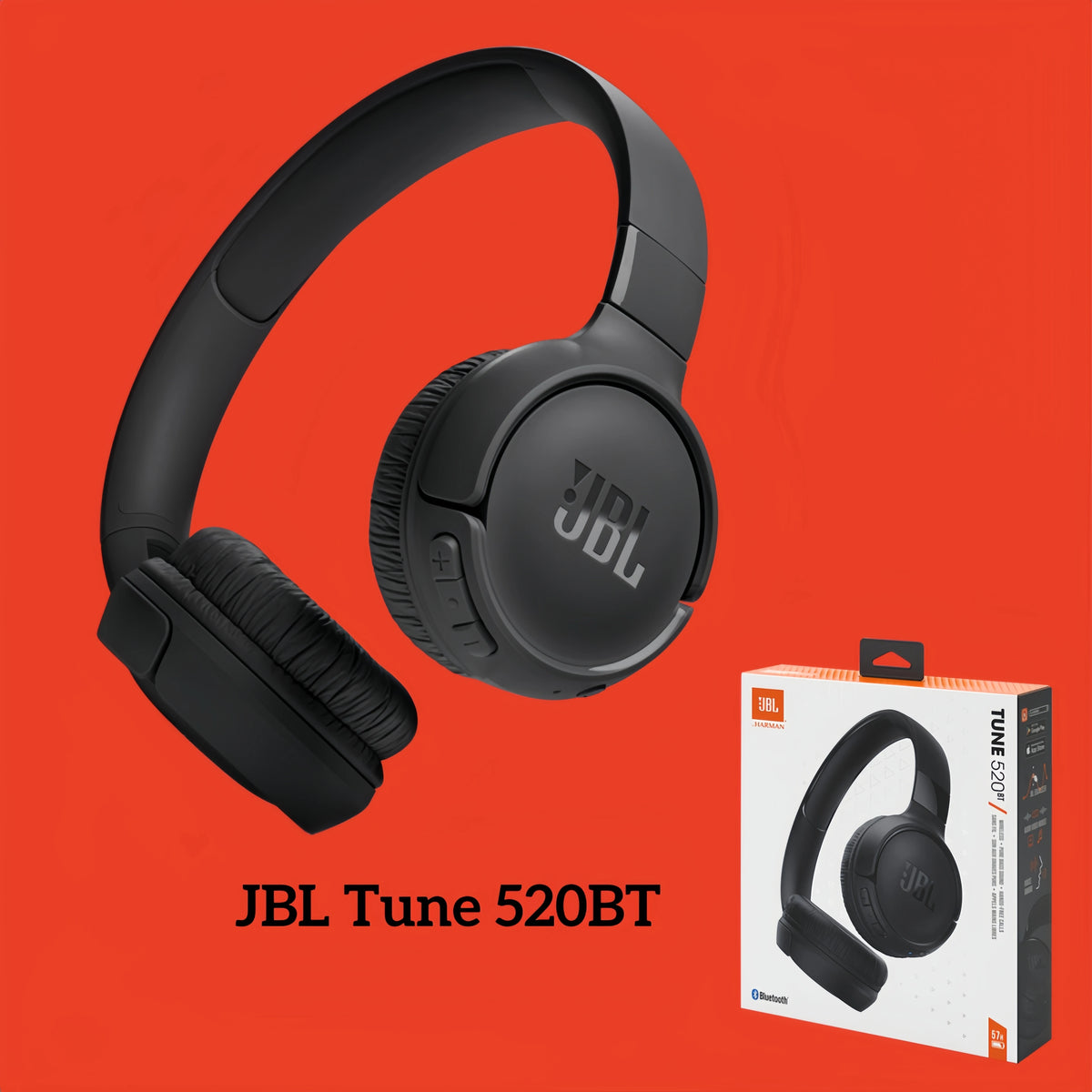 Cuffie wireless JBL Tune 520BT, modello on-ear, con Bluetooth 5.3, batteria da 57 ore, suono con bassi potenti, leggere, pieghevoli, connessione multipunto, ideali per l’uso quotidiano, in offerta.