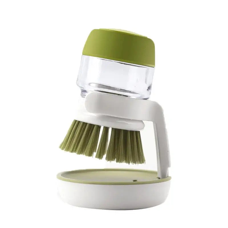Spazzola per piatti con dispenser di sapone Spazzola per palme Lavaggio dei piatti Spazzole per scrub da cucina con supporto Vassoio antigoccia