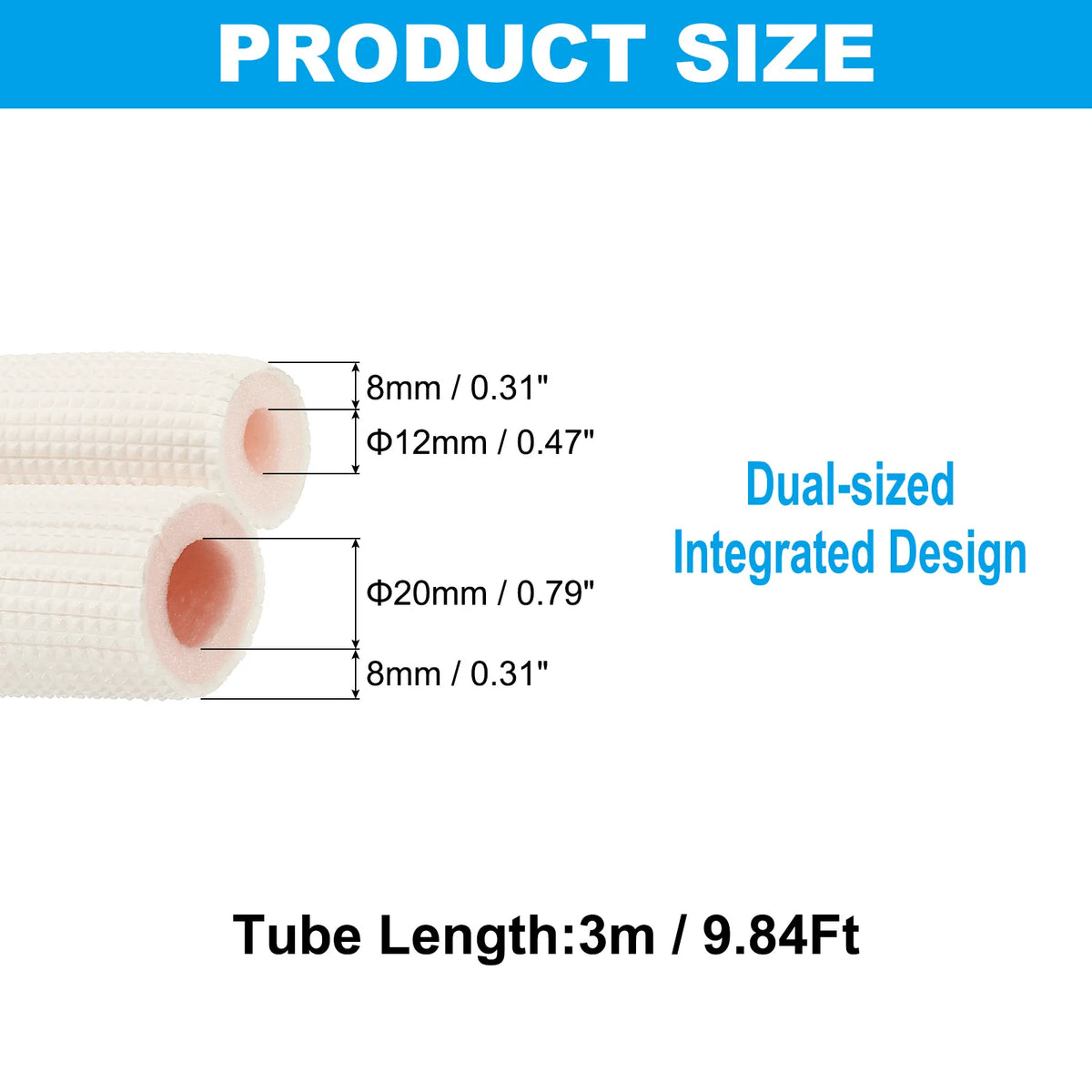 Tubo di schiuma isolante per tubi da 1/2/3 metri Tubo di schiuma per conservazione del calore Tubi per condizionatore d'aria Raccordi per mini set di linee di rame divise