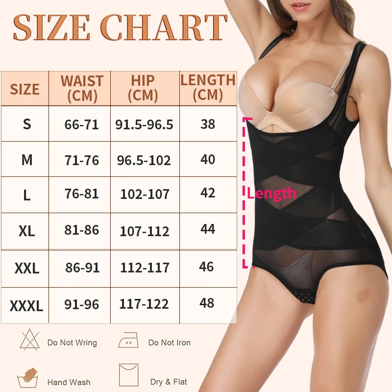 Mesh Shapewear Body per le donne Tummy Control vita Trainer Butt Lifter mutandine dimagrante Body Shaper Open Bust Underwear 2024