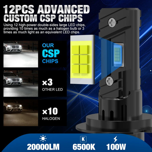 XSTORM 2PCS H7 HA CONDOTTO LA Lampadina Del Faro 100W 20000LM CPS LED Canbus Auto Lampade 6500K HA CONDOTTO Le Luci Lampadina Per Auto 12V Camion Faro
