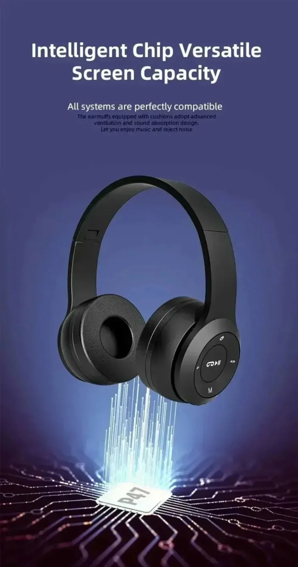 Cuffie Bluetooth 5.0 Pieghevoli Senza Fili, Auricolari Portatili HiFi Over-Ear per Sport, Viaggi, Uso Quotidiano, Giochi e Musica