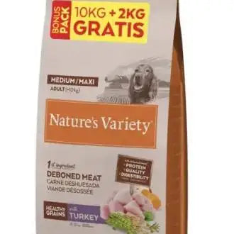 Nature's Variety Cibo per Cani Adulti Medi con Grano Sano e Tacchino - 10+2 KG