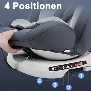 Seggiolino Auto per Bambini AP01 ECE ISOFIX KL005 con Rotazione a 360 Gradi ° Cintura Girevole a 5 Punti 9-36kg 0-12 Anni