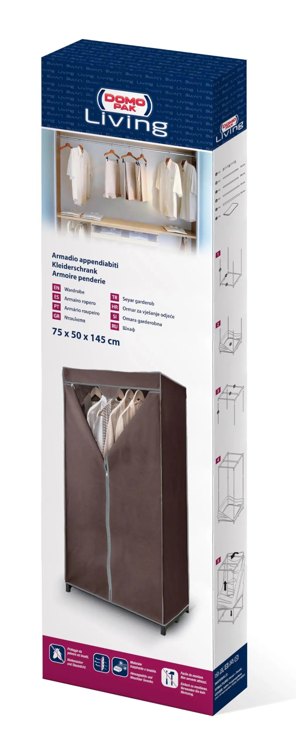 Appendiabiti Domopak Living, Marrone, Nd, Zero, 75X50X145 905020