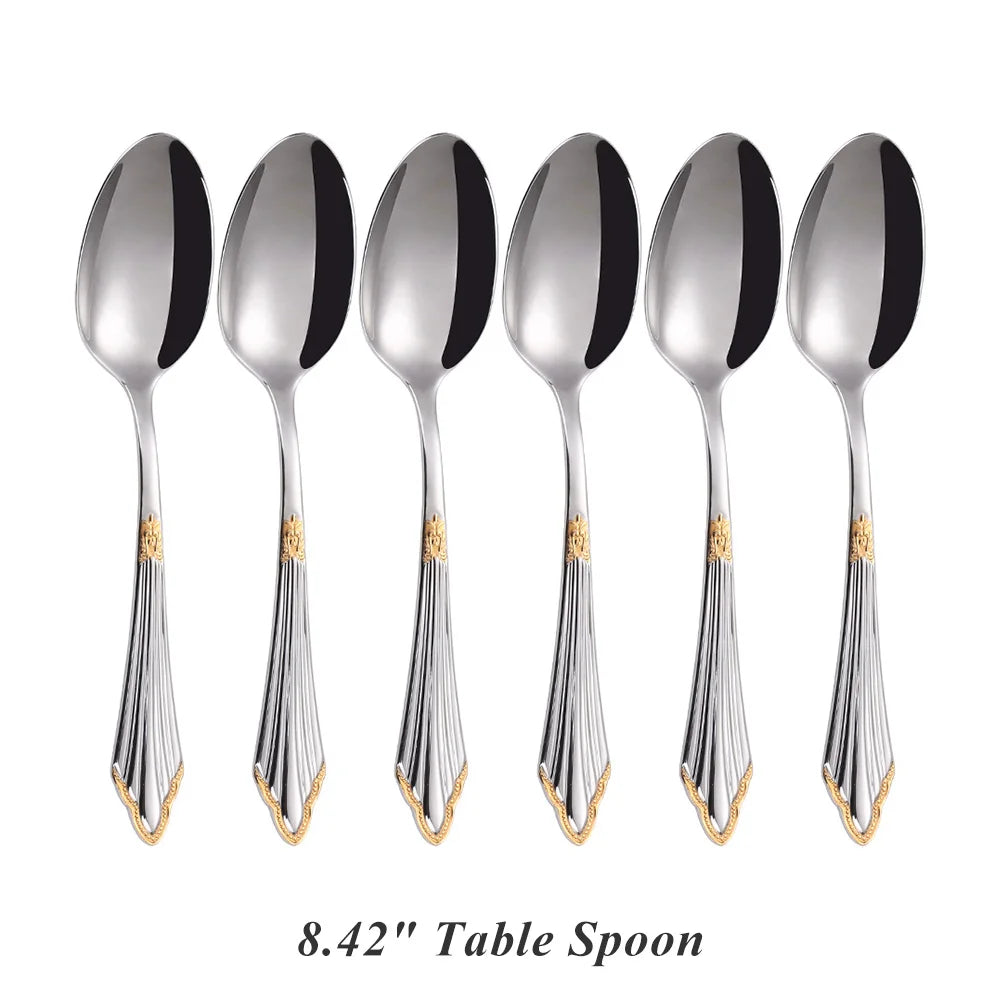 Set di 6 cucchiai da tavola da 6 cucchiai da zuppa in acciaio inossidabile Set di cucchiai da zuppa Royal 6 pezzi per cucina/casa/ristorante