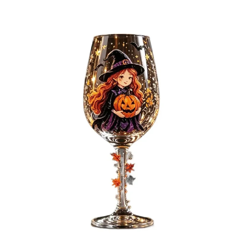 Set di Calici da Vino per Halloween in Confezione Regalo, Calici di Lusso in Vetro Artistico per Decorazioni da Tavola per Feste Invernali, Accessori Regalo per le Festivitร
