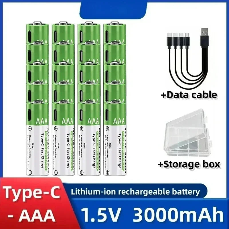 2026 NUOVA Batteria agli Ioni di Litio Tipo-C Ricaricabile ad Alta Capacità AA&AAA per Telecomando, Mouse, Giocattoli Elettrici