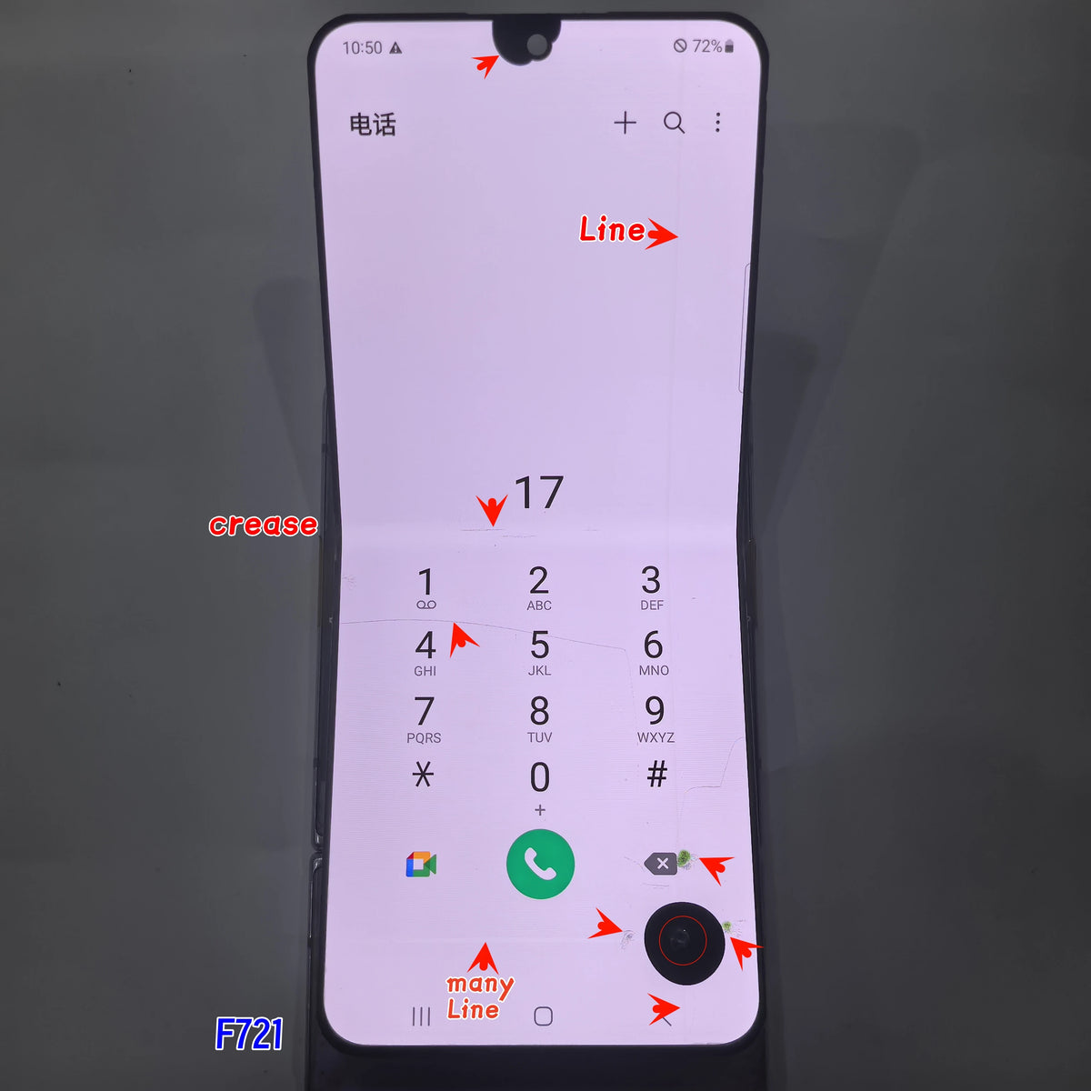 Display LCD Super AMOLED da 6.7'' 100% Testato per Samsung Z Flip 4 SM-F7210 F721 F721W F721U, Schermo Touch Sostitutivo Con Difetti