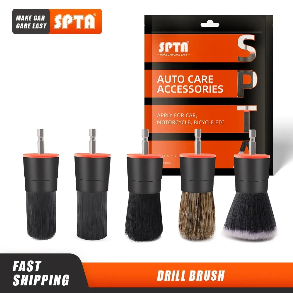 SPTA 5PCS Set di accessori per spazzole con setole miste Kit di pulizia per lavapavimenti per trapano a batteria