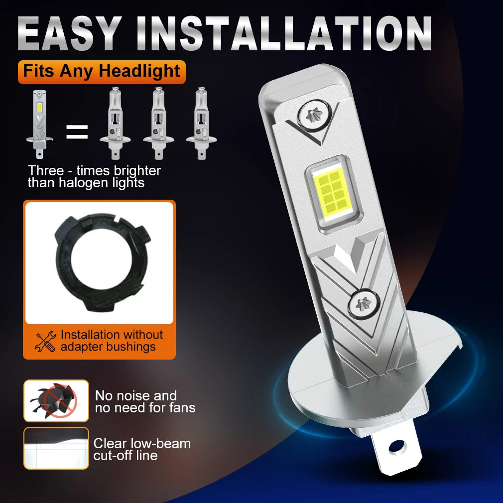 XSTORM H1 Lampadina per fari a LED 60000LM 150W Lampada fendinebbia automatica ad alta potenza 6500K 12V Luci a LED per lampade frontali per auto Lampada da guida