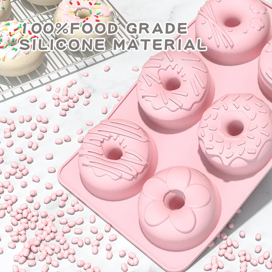 Stampo in silicone a 6 fori per ciambelle, dolci, cioccolato, fondente, facile da usare, per dessert fai da te, decorazioni per feste, utensili da cucina