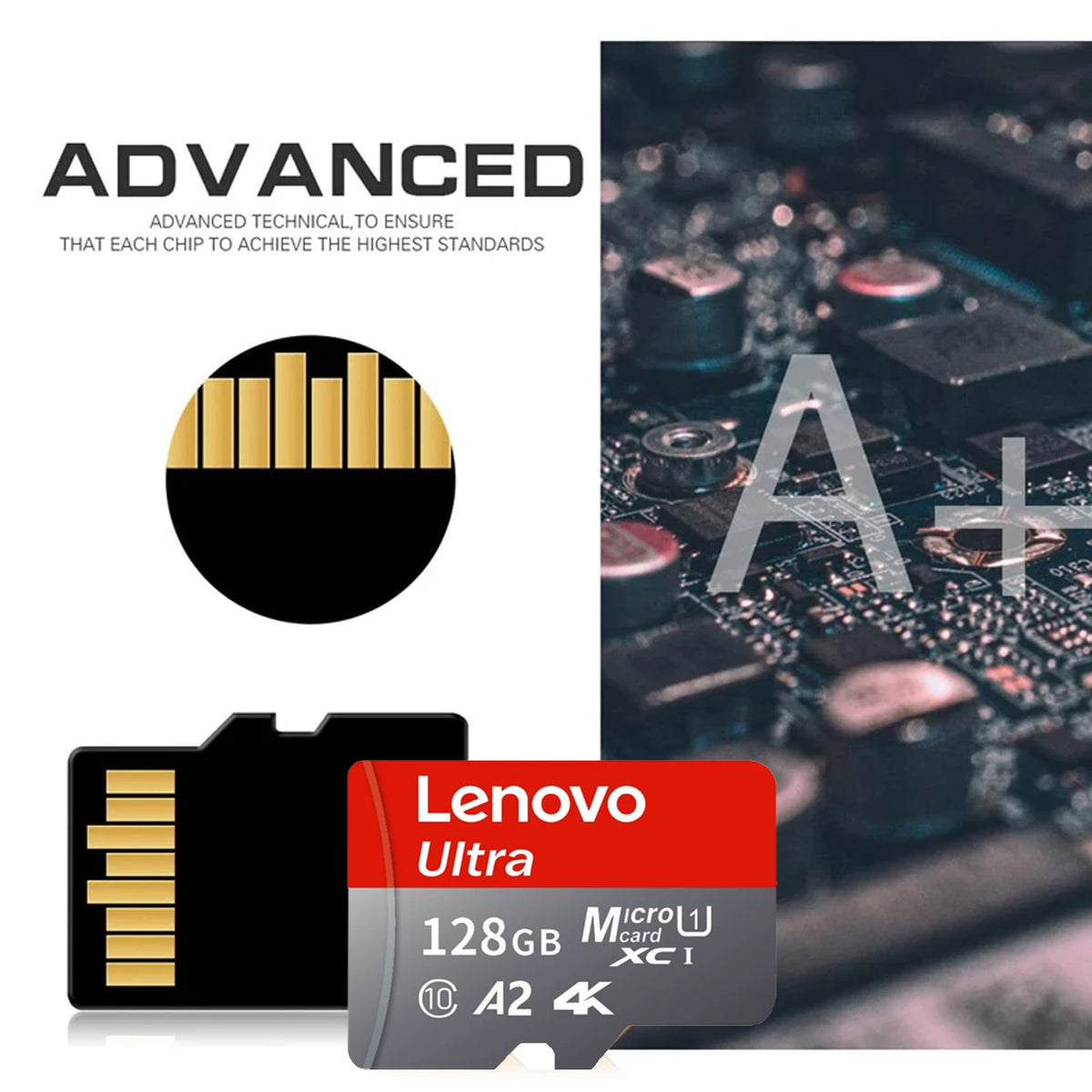 Scheda di memoria Micro SD Lenovo ad alta velocità, disponibile nelle seguenti capacità: 1 TB, 128 GB, 256 GB, 512 GB, compatibile con video 4K Full HD, telefoni, GoPro, droni e action cam.