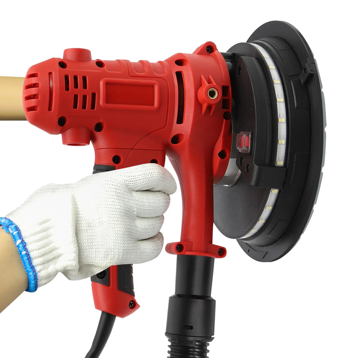 Levigatrice Elettrica per Cartongesso 800W, 1200-2500 RPM a Velocità Variabile, Lucidatrice con Aspirazione Polvere e Luce LED per Lavori su Soffitti/Intonaco