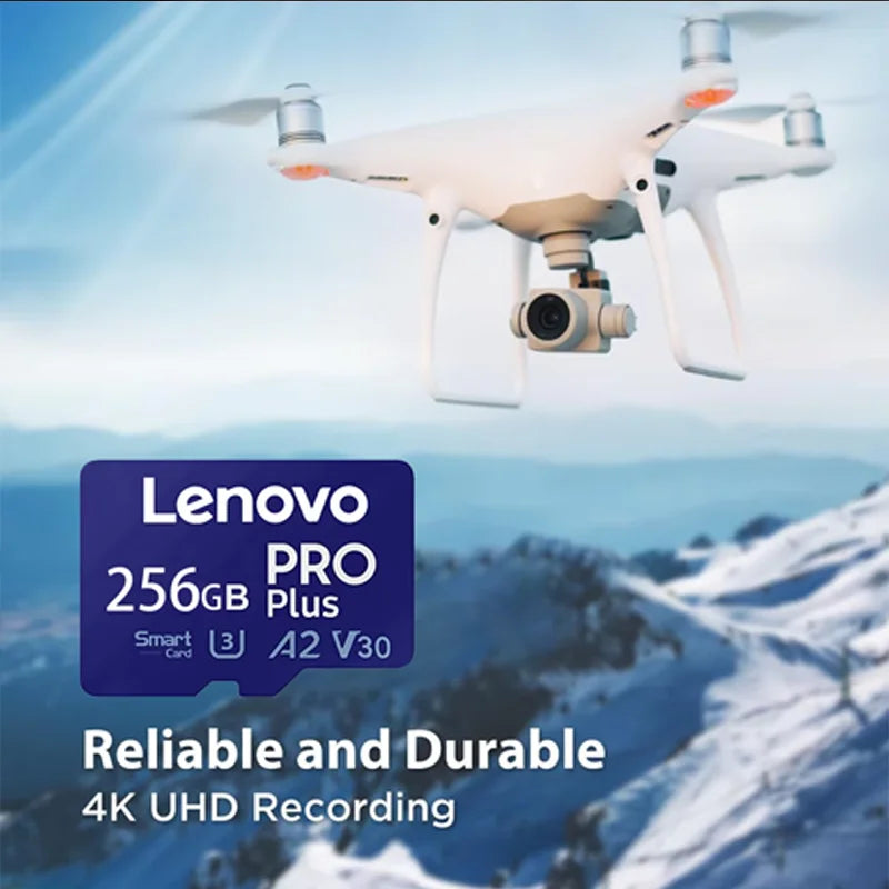 Scheda Micro SD ad alta velocità Lenovo, 1 TB, 512 GB, classe V30, U3, scheda di memoria Micro SD da 256 GB, per la registrazione di video in 4K, scheda TF per droni e action cam.