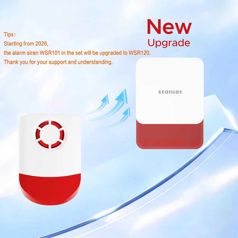 Sistema di allarme domestico Staniot da 7 pollici, wireless, WiFi, 4G, Tuya Smart, kit di protezione di sicurezza con sirena integrata da 115 dB e batteria da 5000 mAh