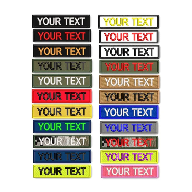 Etichette con nome ricamate, patch personalizzate con nome, da applicare a caldo, da cucire o con gancio, per uniformi e camicie da lavoro. Scegli i tuoi colori.