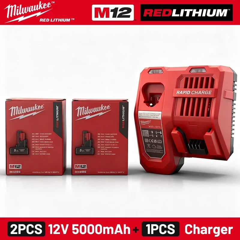 Batteria di ricambio Milwaukee 12V per 6.0Ah XC 48-11-2412 48-11-2440, compatibile con M12 Fuel MLW2553-20 2462-20