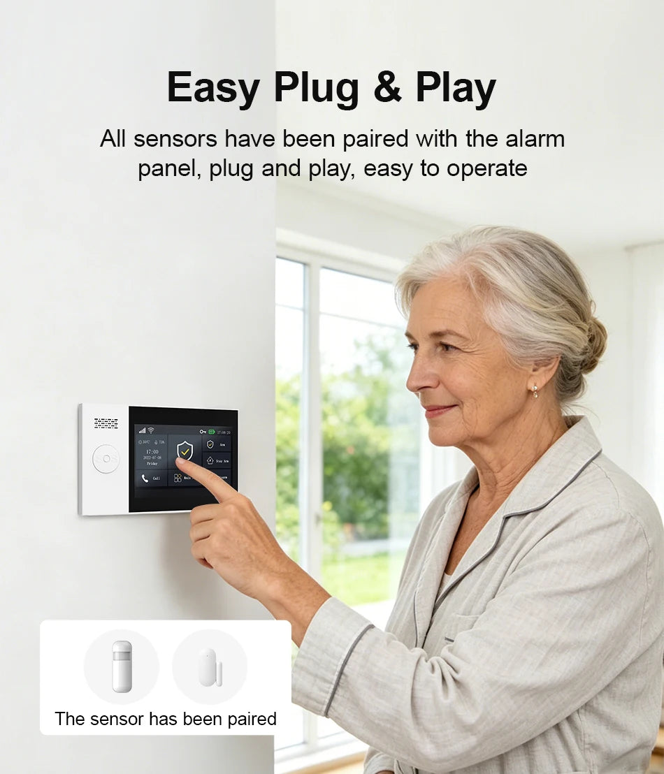 Allarme GSM WiFi compatibile con l'app Tuya Smart Life, rilevatore di intrusioni wireless per casa, garage, ufficio, negozio, protezione con avvisi in tempo reale.