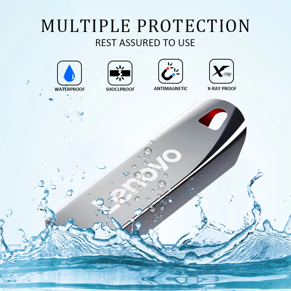 Pendrive USB 3.0 ad alta velocità di Lenovo, in metallo, unità flash portatile per l’archiviazione esterna di dati, disponibile in diverse capacità: 128 GB, 64 GB, 1 TB, 512 GB, 256 GB.