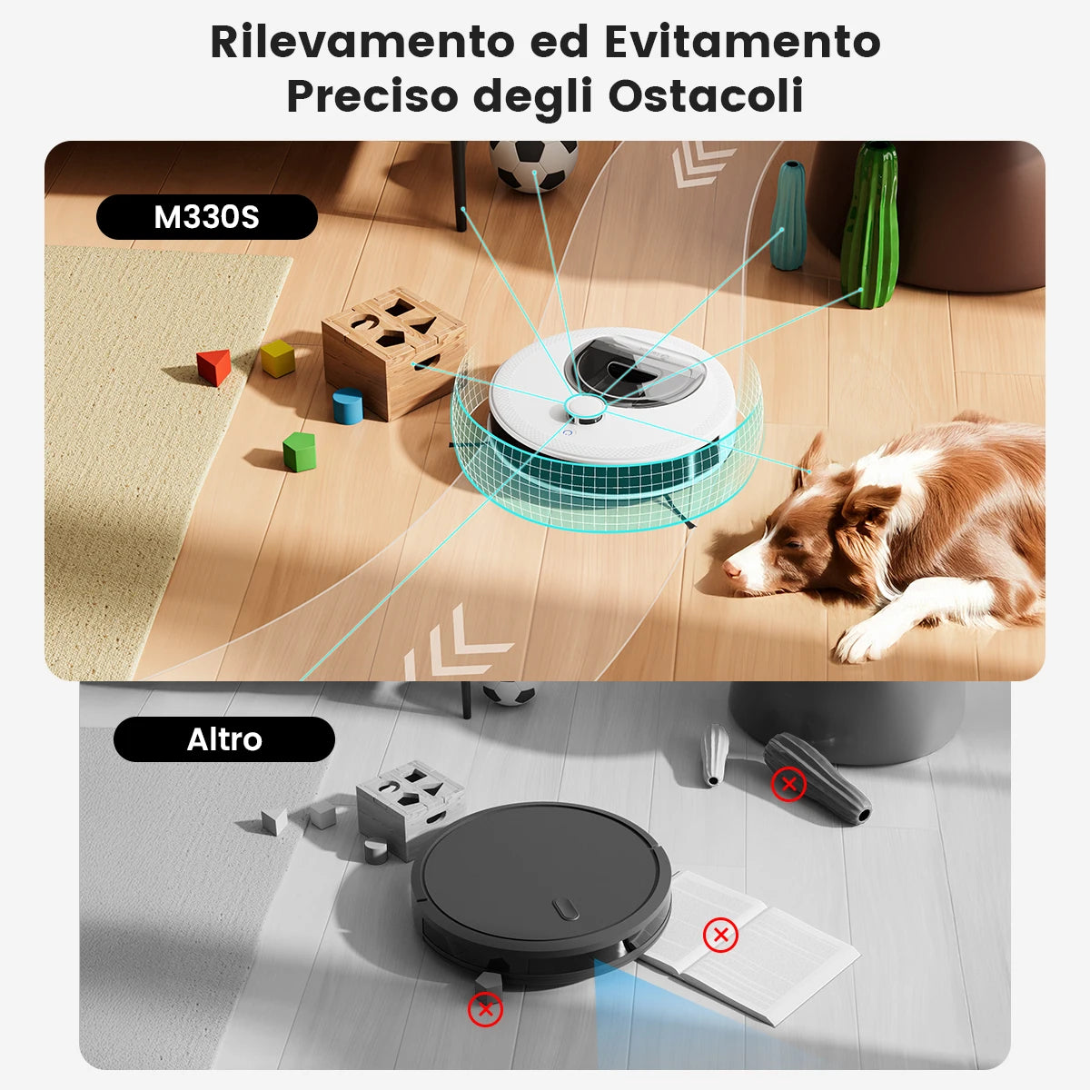 LEFANT M330 Pro M330S Robot aspirapolvere con mappatura, navigazione dToF, sistema di prevenzione ostacoli PSD, aspirazione 5000Pa, Alexa/APP/WiFi
