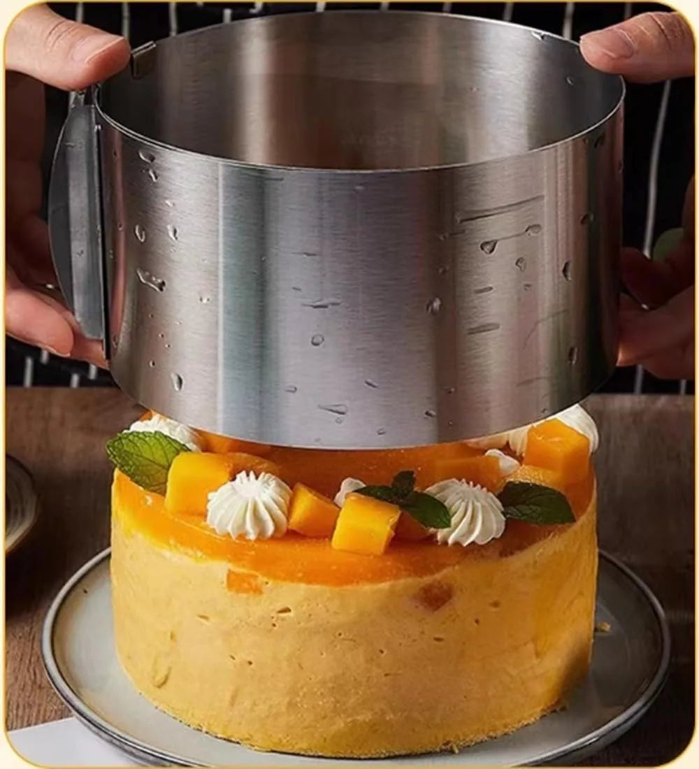 Stampo per torta rotondo in acciaio inossidabile regolabile da 6 a 12 pollici di altezza 6-15 cm con anello da forno per stampo in scala precisa per la cottura di mousse