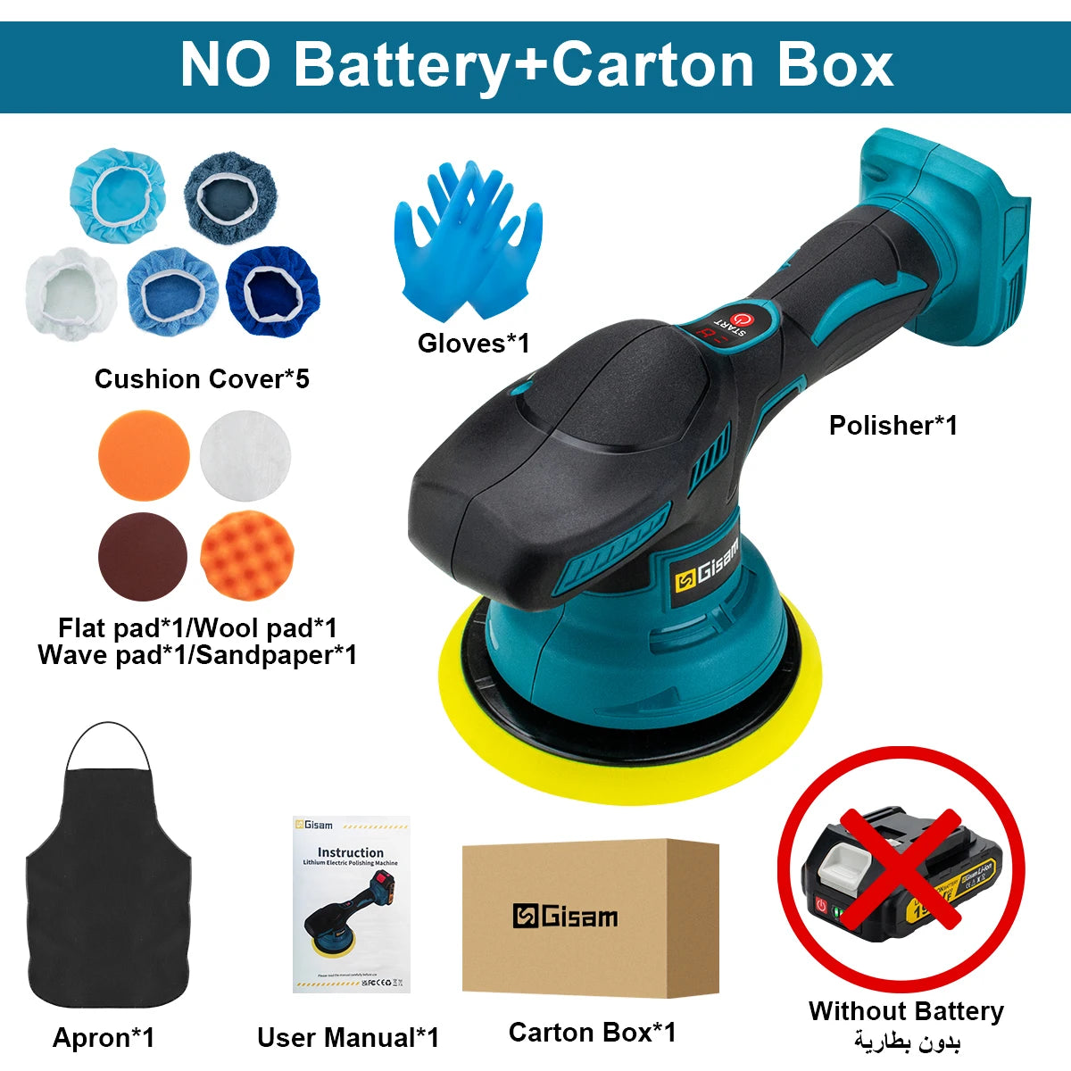 Gisha Cordless Car Polisher 8 Marce Regolabile Auto Elettrica Ceretta Levigatura Sigillatura Smalto Strumento di Potere Fit Makita 18v Batteria Spille