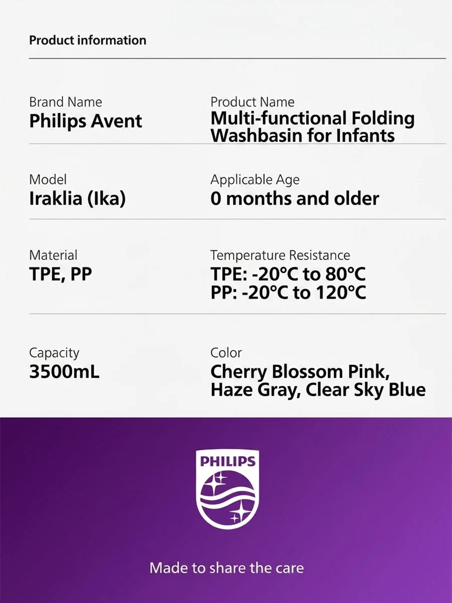 Philips Avent Vaschetta Pieghevole Antibatterica per il Bagnetto del Bambino 4,5L Vaschetta Portatile Resistente alle Cadute per il Bagnetto dei Neonati