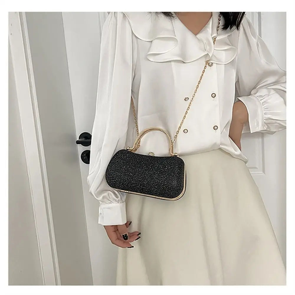 Borsa da sera da donna con perline da sposa Borsa da pranzo Borse a tracolla a catena Elegante pochette con strass Borsa da sera a forma di uovo