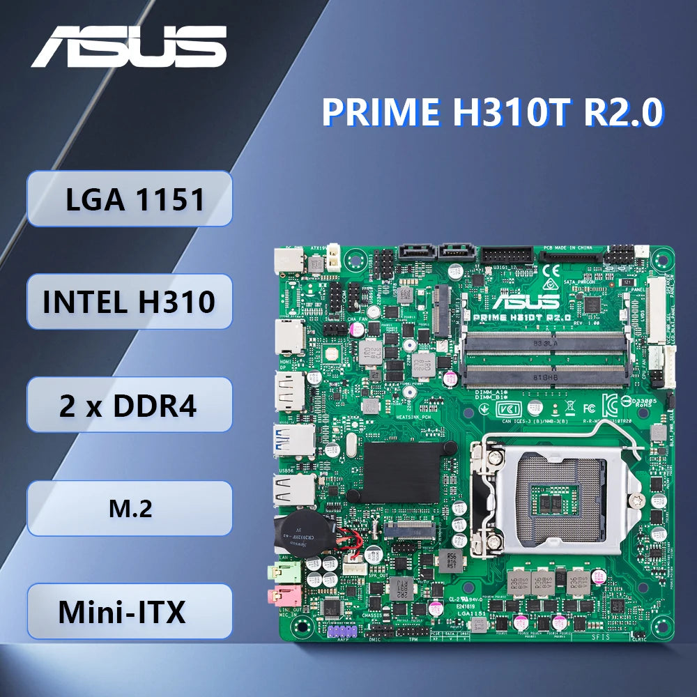 Scheda Madre Mini ITX Asus PRIME H310T R2.0 Intel H310 M.2 LGA1151 DDR4 32GB Supporto CPU 9300 9500 8500 8100 9700