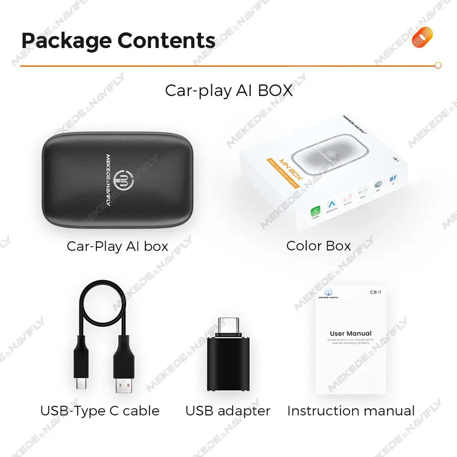Mekede 2026 Android 2GB RAM CarPlay Wireless/Android Auto Wireless MINI BOX 3in1 CarPlay da Cablato a Wireless Portatile per YouTube Netflix Smart Box