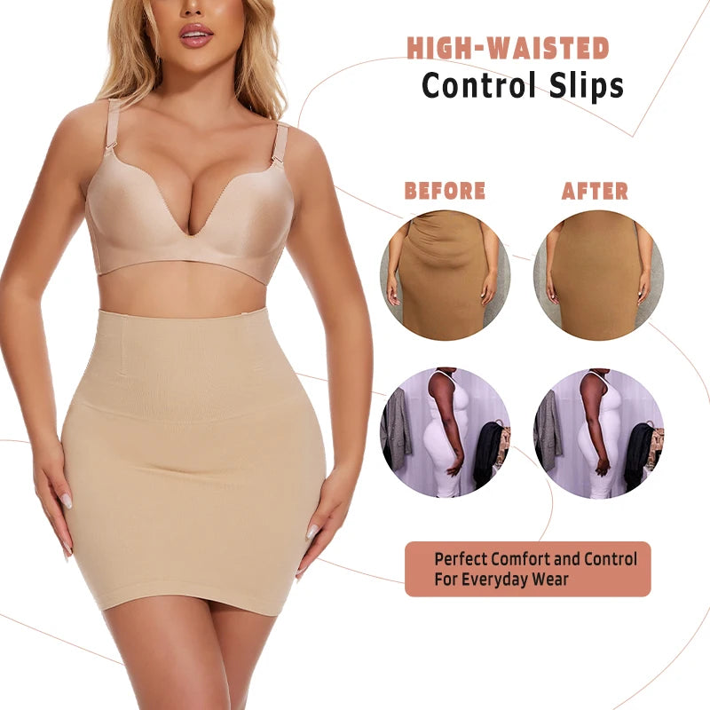 Mezze sottoveste per sotto il vestito Donna Shapewear Controllo della pancia Vita sottile Body Shaper Mezze gonne Perizoma 2 in 1 Butt Lifter Biancheria intima