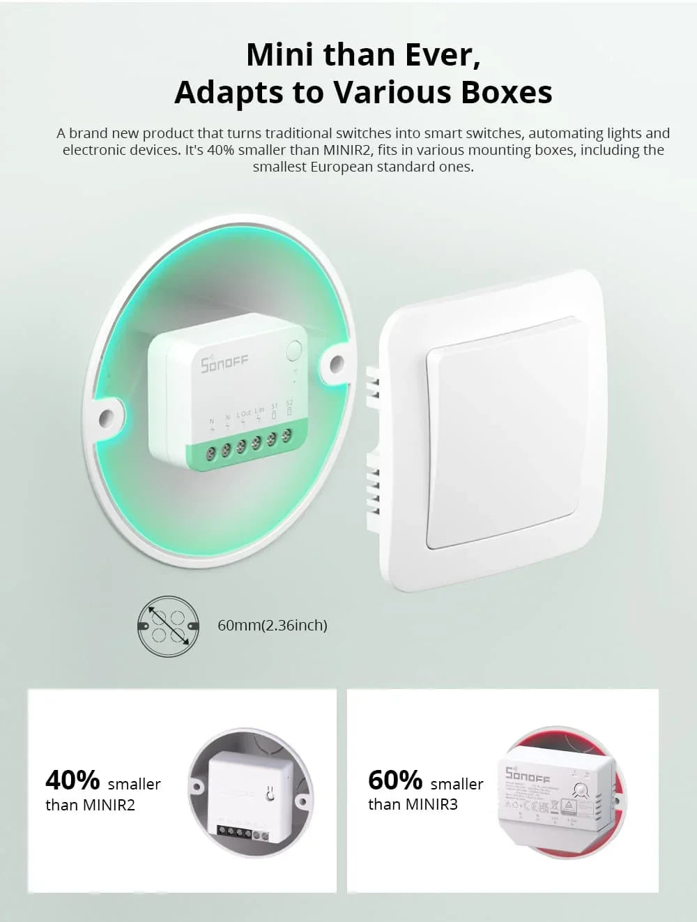 SONOFF MINIR4M Matter SONOFF MINI R4 Matter Sonoff Mini R4 Extreme Wifi Smart Switch Matter Relè con App EWeLink Homekit