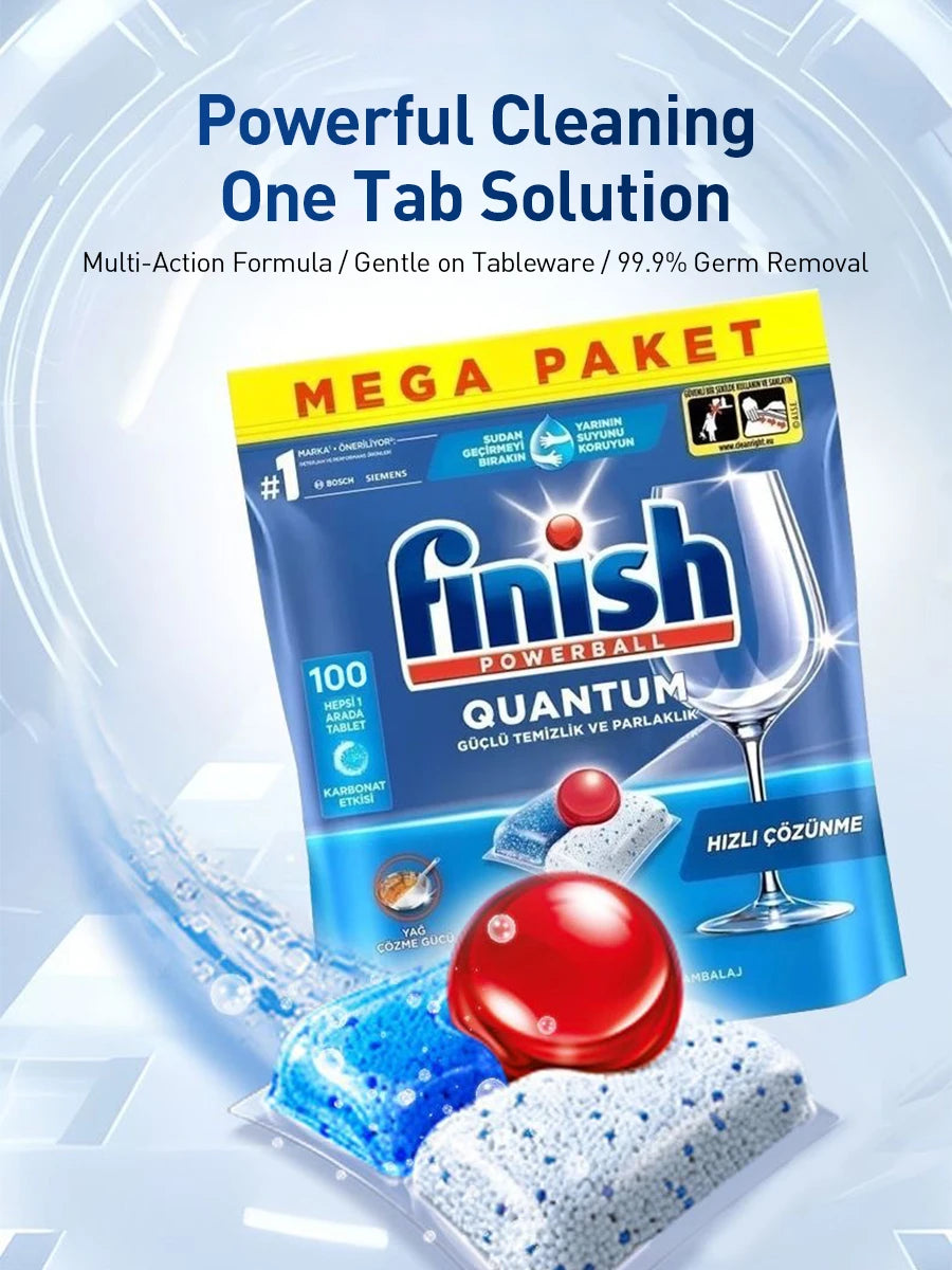 Pastiglie Detergenti Finish Quantum per Lavastoviglie 80/100pz - Potenti Compresse per Pulizia Lavastoviglie per Tutti i Tipi di Lavastoviglie