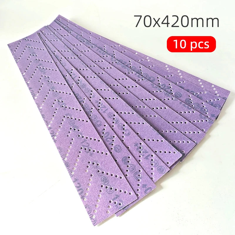 Carta vetrata ceramica viola lunga 70x420 mm per lucidatura e molatura auto floccaggio abrasivo 80-400 grana opzioni forniture per la cura dell'auto