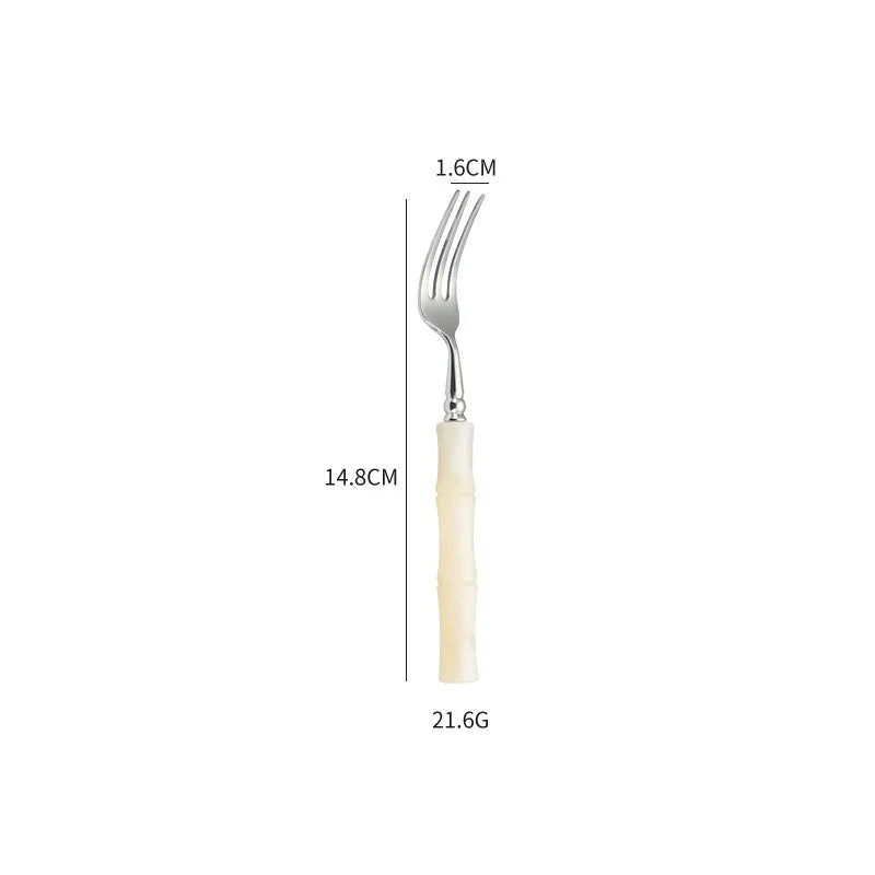 Nuovi posate in resina stile bambù 18/10 in acciaio inossidabile 304 posate classiche set di stoviglie argento blu verde crema trasporto di goccia