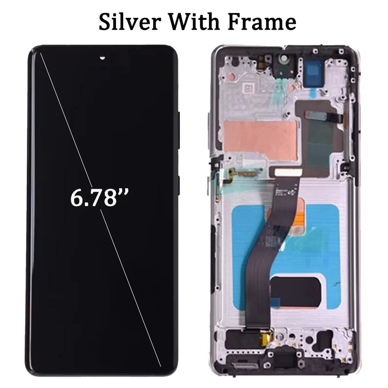 Display LCD AMOLED G998 per Samsung S21 Ultra 5G G998U, Schermo Touch con Digitalizzatore per Samsung S21 Ultra G998B con Cornice