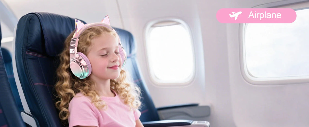 Cuffie wireless a forma di orecchie di gatto per ragazze e bambini, cuffie Bluetooth con volume sicuro 74/85/94dB, cuffie pieghevoli per bambini, ideali per i viaggi