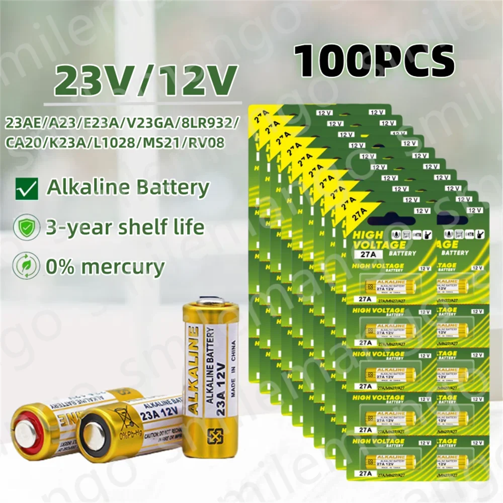 5-100PCS A23 23A 12V Batteria Alcalina 23GA A23S E23A EL12 MN21 V23GA GP23A MS21 LRV08 Per Campanello di Controllo Remoto Giocattolo Elettrico