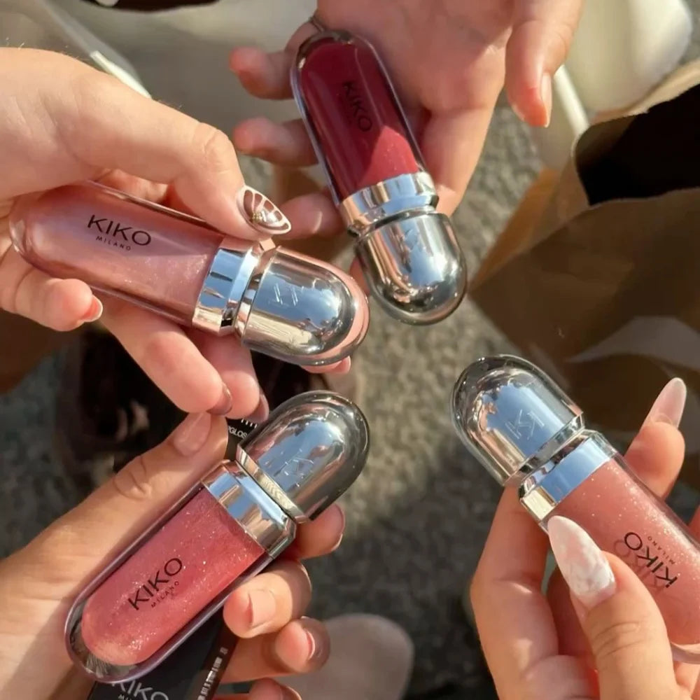 Kiko 3D Hydra LipGloss, rossetto e lucidalabbra a lunga tenuta, impermeabile, idratante, con effetto luminoso, blush, colori: brun, rosa, perla, mauve, eyeliner.