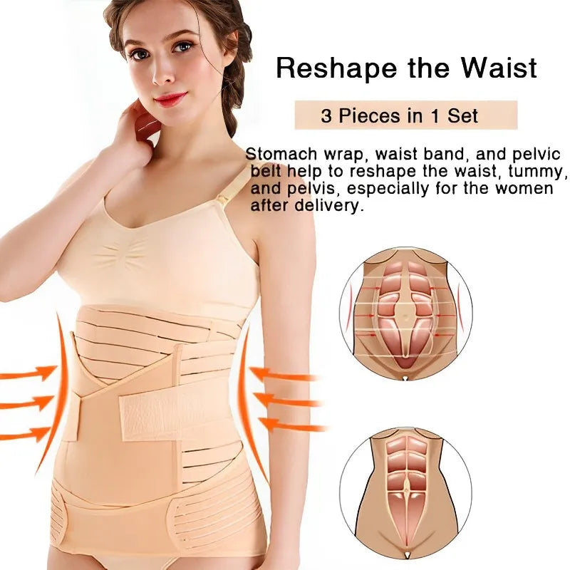 3in1 Corsetto Dopo Il Parto Fascia Pancia Donne Incinte Pancia Pancia Pancia Pelvi Cintura Avvolgente Vita Trainer Recupero Fasciatura Cinghia Body Shaper