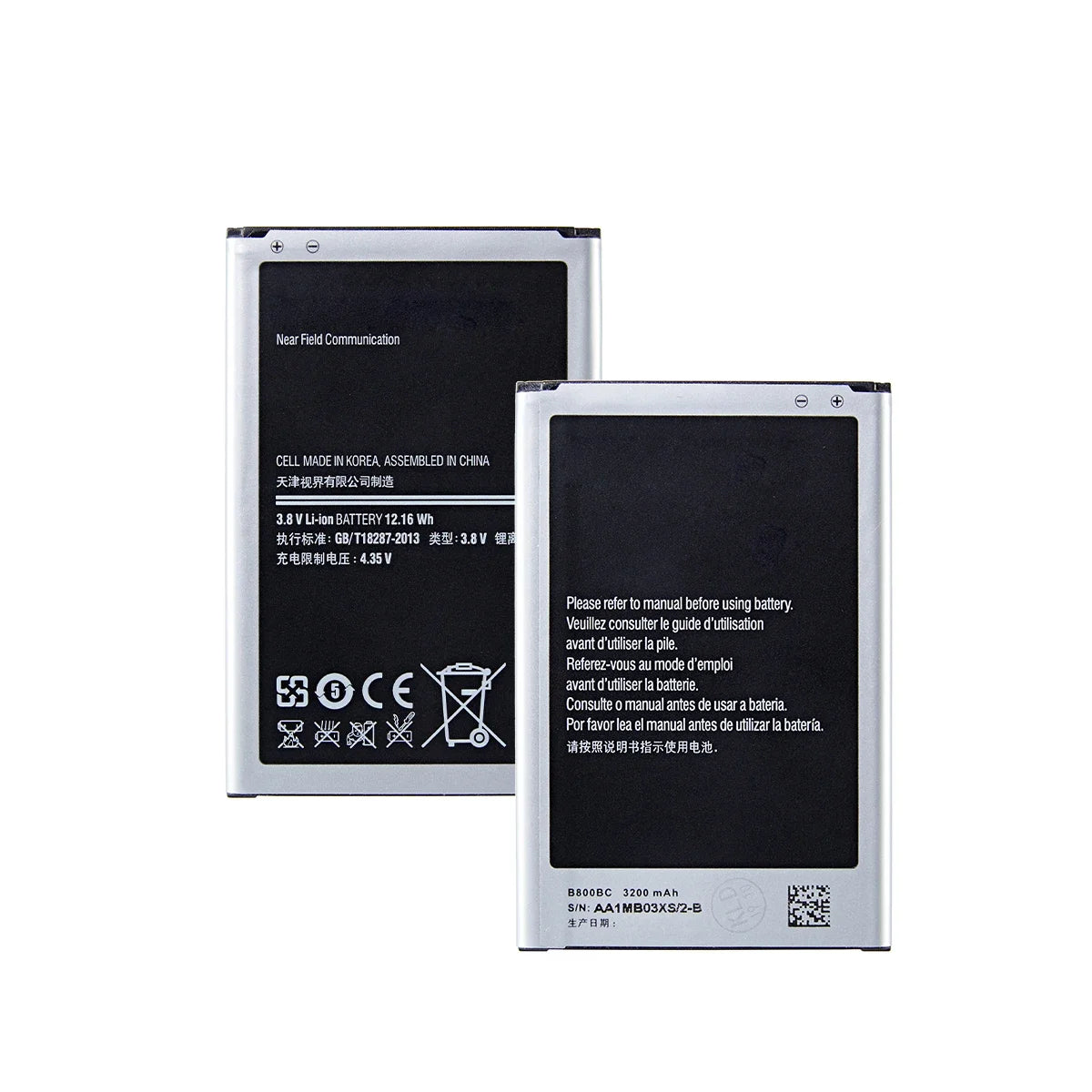 Nuovissima batteria B800BE B800BC B800BU per Samsung Galaxy Note 3 N900 N9002 N9005 N9006 N9008 batteria di ricambio con NFC