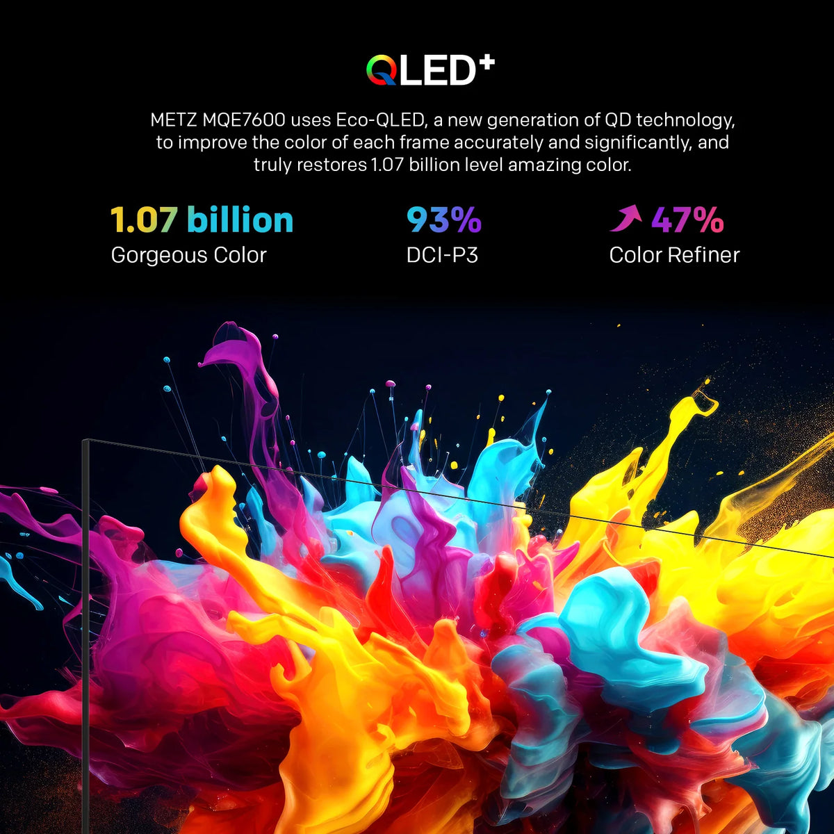 Smart TV Metz Qled+ 4K UHD 43" con Google TV e schermo opaco antiriflesso, Dolby Vision, Dolby Atmos, HDR, Wi-Fi 2024 43Mqe7600Z