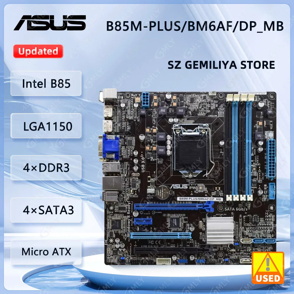 Scheda madre ASUS B85M-PLUS B85M-PLUS/BM6AF/DP_MB Intel B85 LGA 1150 DDR3 Micro ATX Supporta CPU I3-4130 I3-4350 I5-4570 I7-4770