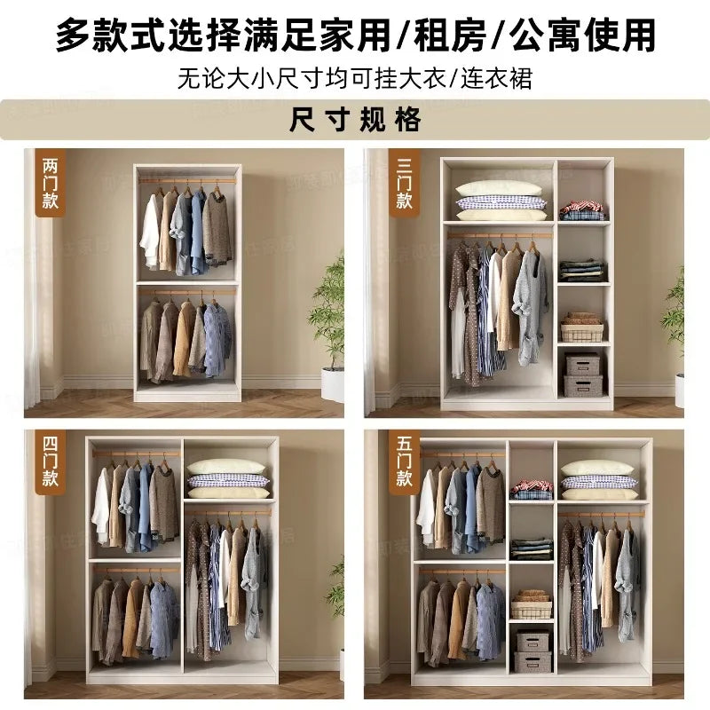 Armadio in stile crema per camera da letto, facile da montare, ideale per piccoli appartamenti, armadio in legno, mobile contenitore per stanze in affitto.