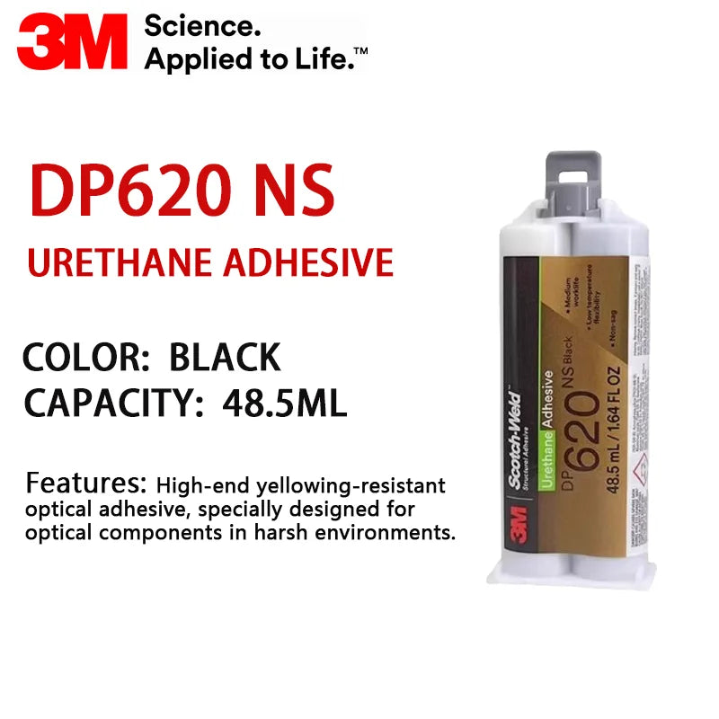 Adesivo Uretanico Originale 3M DP620NS Scotch-Weld 48.5ML Nero Non-Sciolmibile Colla Strutturale Bicomponente per Metallo Plastica Gomma Legno