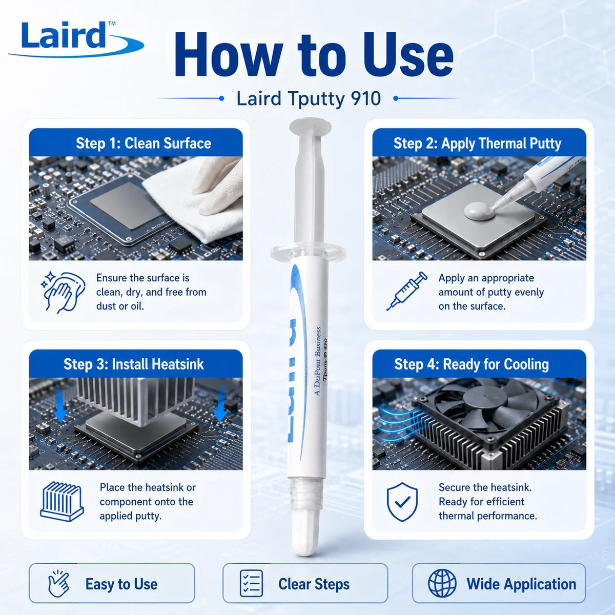 Laird Tputty 910 Thermal Putty 9.1W/mK Pasta Termica Monocomponente Liquida per CPU GPU IC Server Elettronica 3g 5g 10g 20g