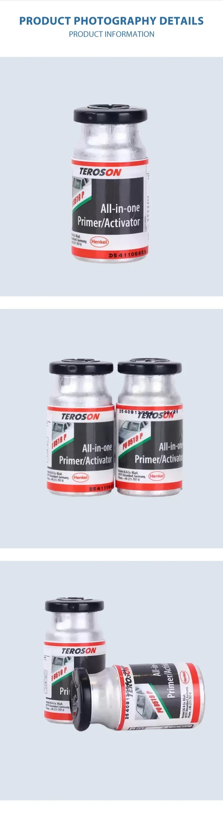 TEROSON PU 8519 P 10ML Primer Attivatore 2-in-1 per Parabrezza, Riparazione Vetri Auto, Adesivo Automobilistico a Rapida Asciugatura, Primer PU Nero