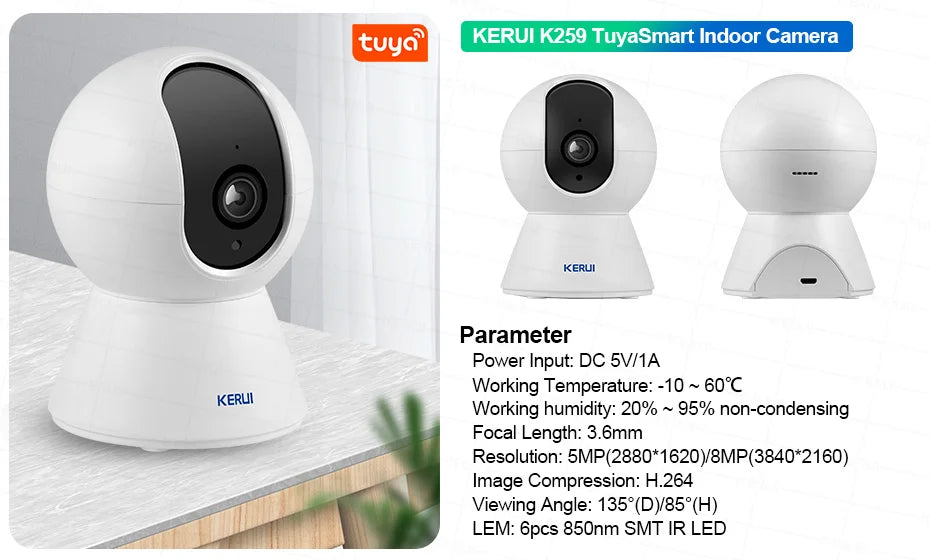 Sistema di Allarme Domestico KERUI WIFI 4G GSM Compatibile con App Tuya Smart Life, Alexa e Google, Sicurezza Wireless per Casa 433MHz